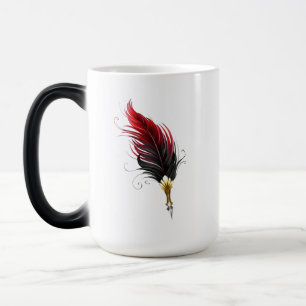 Red feather pen with gold nib color morph mug