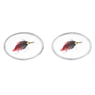 Red feather pen with gold nib cufflinks