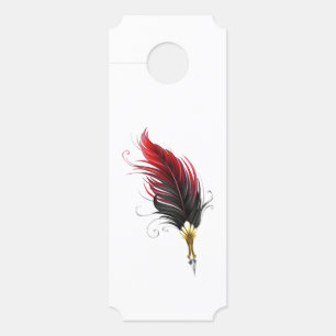 Red feather pen with gold nib door hanger