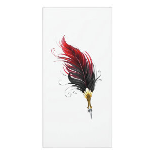 Red feather pen with gold nib door sign