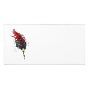 Red feather pen with gold nib door sign