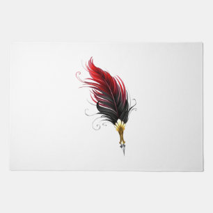 Red feather pen with gold nib doormat