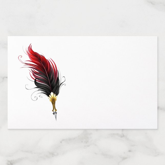 Red feather pen with gold nib envelope liner (Design)