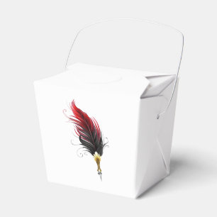 Red feather pen with gold nib favor boxes
