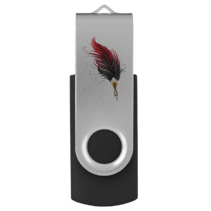 Red feather pen with gold nib flash drive
