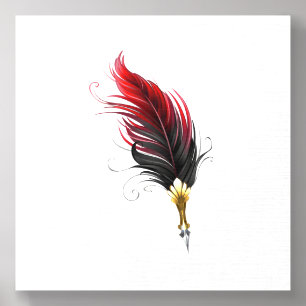 Red feather pen with gold nib foam core photo tile