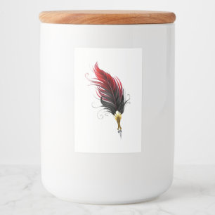 Red feather pen with gold nib food label