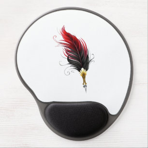 Red feather pen with gold nib gel mouse pad