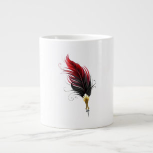 Red feather pen with gold nib giant coffee mug