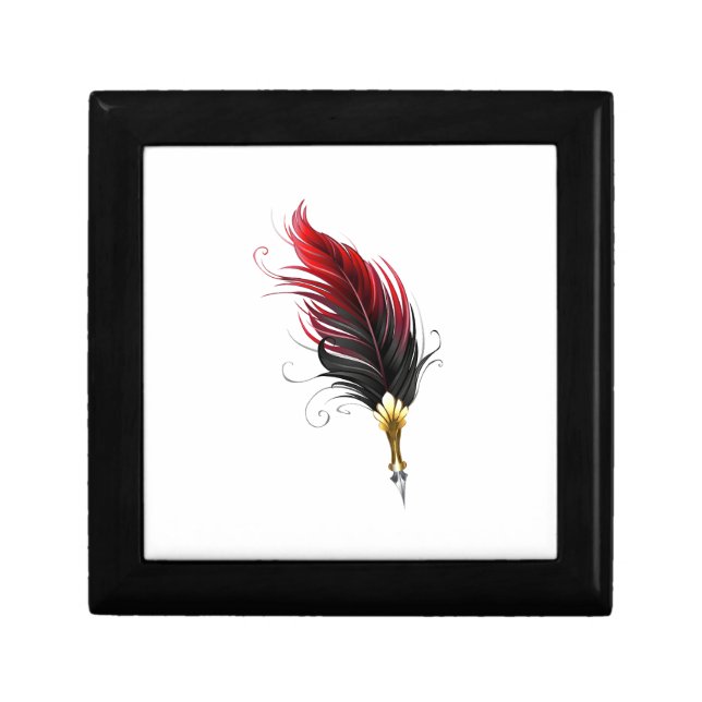 Red feather pen with gold nib gift box (Front)