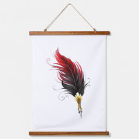 Red feather pen with gold nib