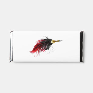 Red feather pen with gold nib hershey bar favors