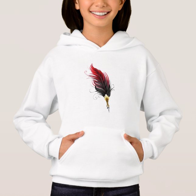 Red feather pen with gold nib hoodie (Front)