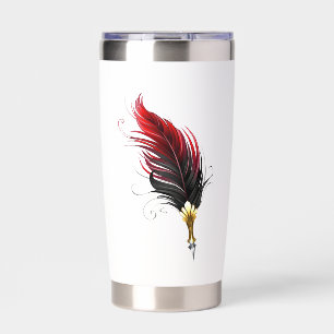Red feather pen with gold nib insulated tumbler