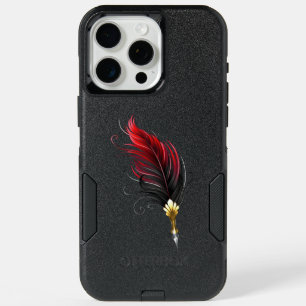 Red feather pen with gold nib iPhone 15 pro max case