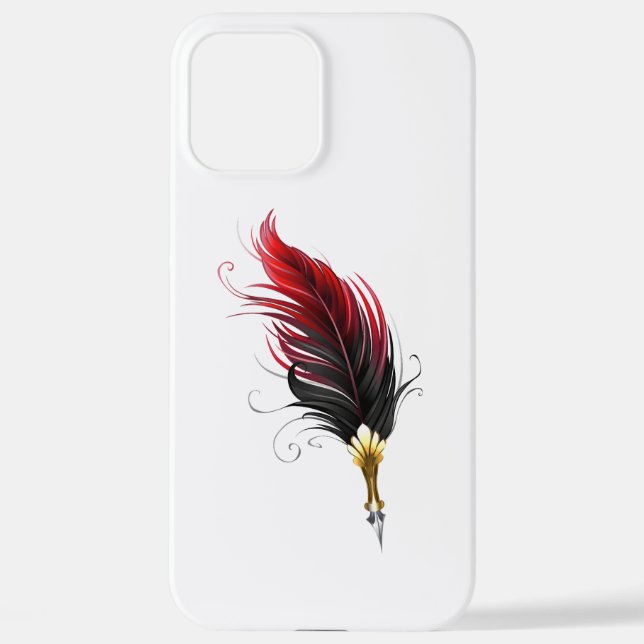 Red feather pen with gold nib iPhone case (Back)