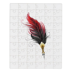 Red feather pen with gold nib jigsaw puzzle