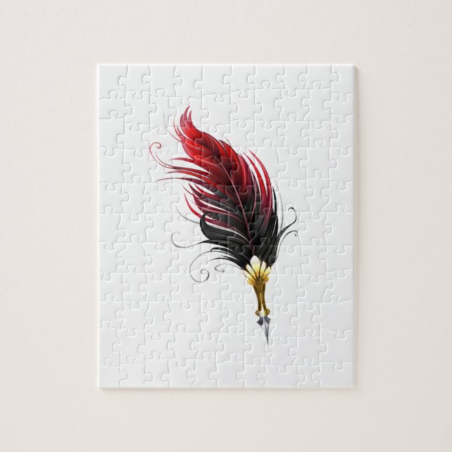 Red feather pen with gold nib jigsaw puzzle (Vertical)