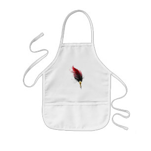 Red feather pen with gold nib kids' apron