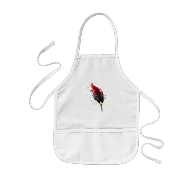 Red feather pen with gold nib kids' apron (Front)