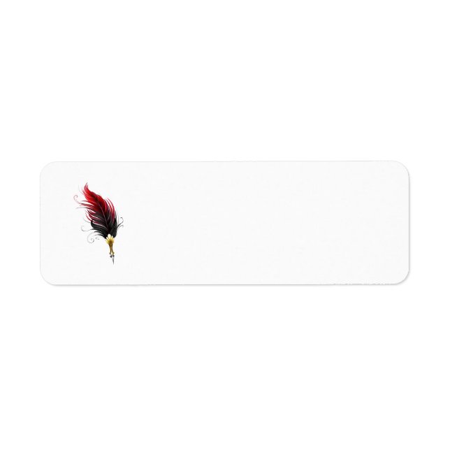 Red feather pen with gold nib label (Front)