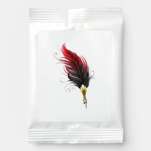 Red feather pen with gold nib lemonade drink mix
