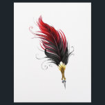Red feather pen with gold nib letterhead<br><div class="desc">Artistically drawn,  antique fountain pen embellished with dark red feather on white background.</div>