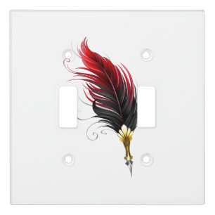 Red feather pen with gold nib light switch cover