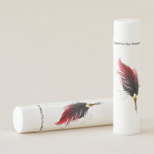 Red feather pen with gold nib lip balm