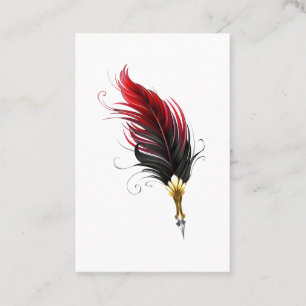 Red feather pen with gold nib loyalty card