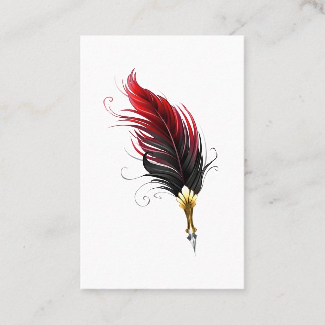 Red feather pen with gold nib loyalty card (Front)
