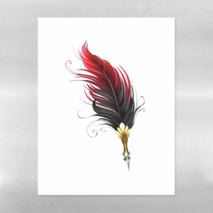 Red feather pen with gold nib magnetic dry erase sheet