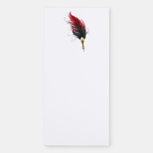 Red feather pen with gold nib magnetic notepad