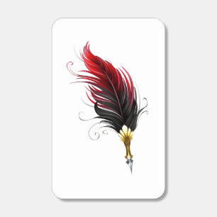 Red feather pen with gold nib matchboxes