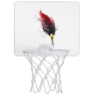 Red feather pen with gold nib mini basketball hoop