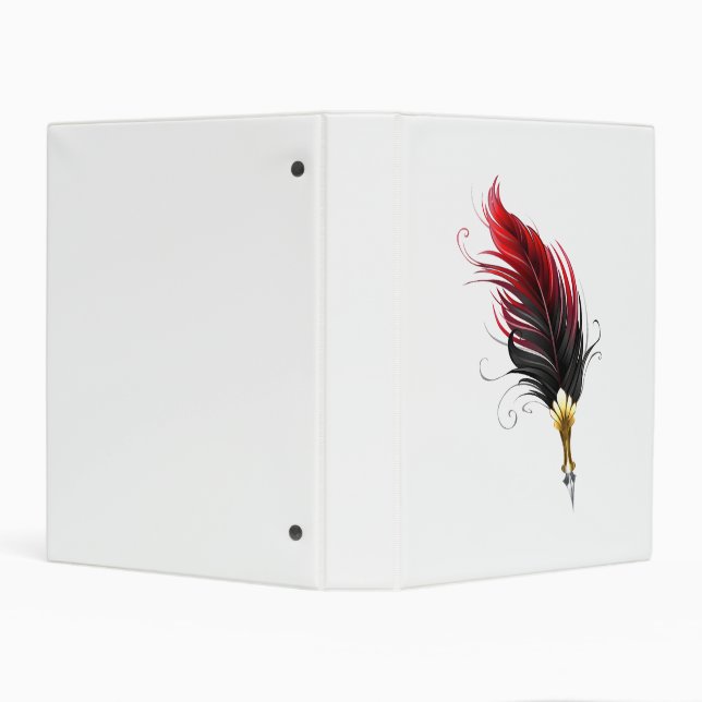 Red feather pen with gold nib mini binder (Background)