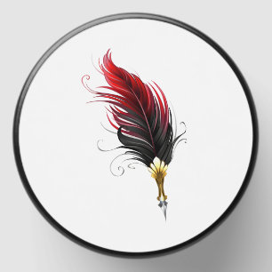 Red feather pen with gold nib mini candle favors