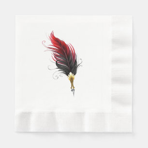 Red feather pen with gold nib napkins
