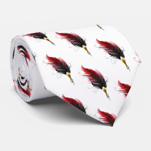 Red feather pen with gold nib neck tie