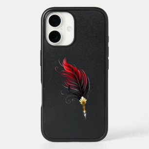 Red feather pen with gold nib iPhone 16 case