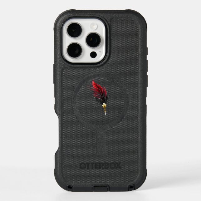 Red feather pen with gold nib otterbox iPhone case (Back)