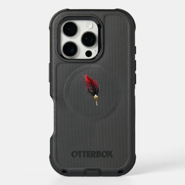 Red feather pen with gold nib otterbox iPhone case (Back)