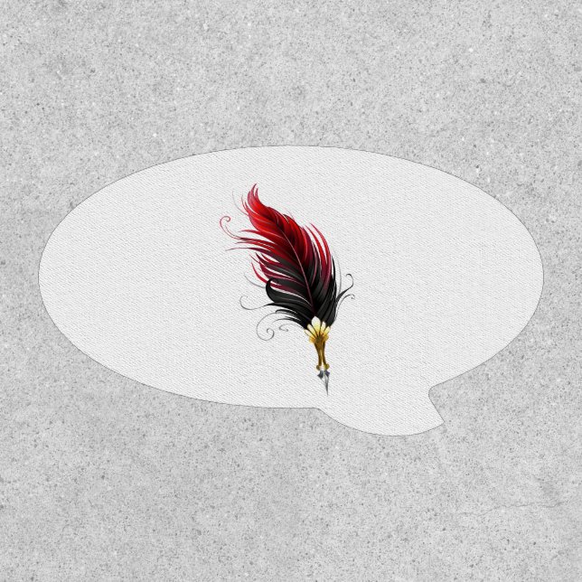 Red feather pen with gold nib patch (Front)