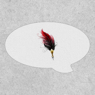 Red feather pen with gold nib patch