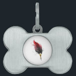 Red feather pen with gold nib pet ID tag<br><div class="desc">Artistically drawn,  antique fountain pen embellished with dark red feather on white background.</div>