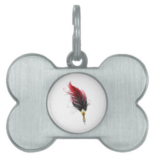 Red feather pen with gold nib pet ID tag