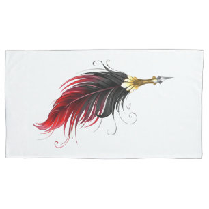 Red feather pen with gold nib pillow case