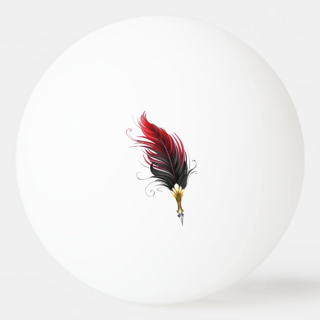 Red feather pen with gold nib ping pong ball (Front)