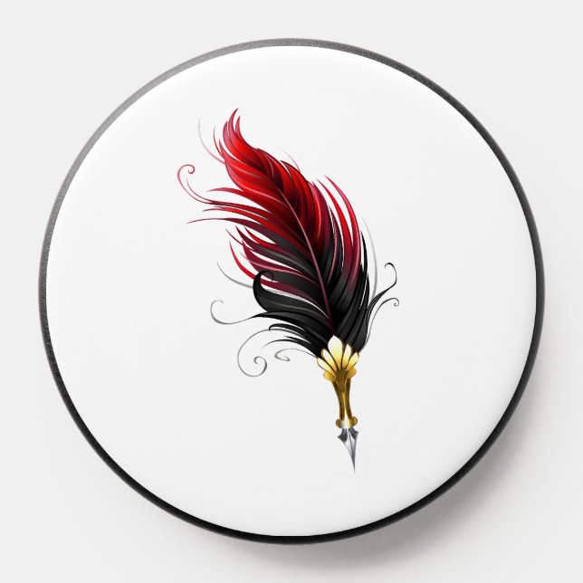 Red feather pen with gold nib PopSocket (Popsocket)