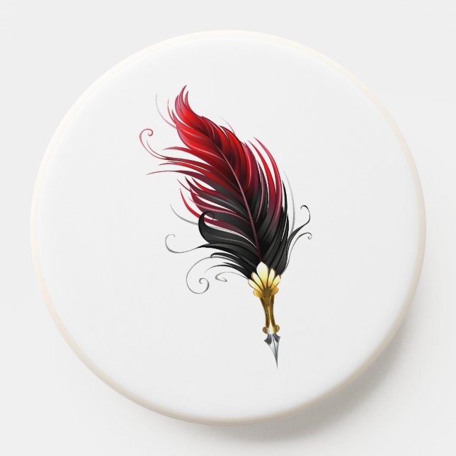 Red feather pen with gold nib PopSocket (Popsocket)